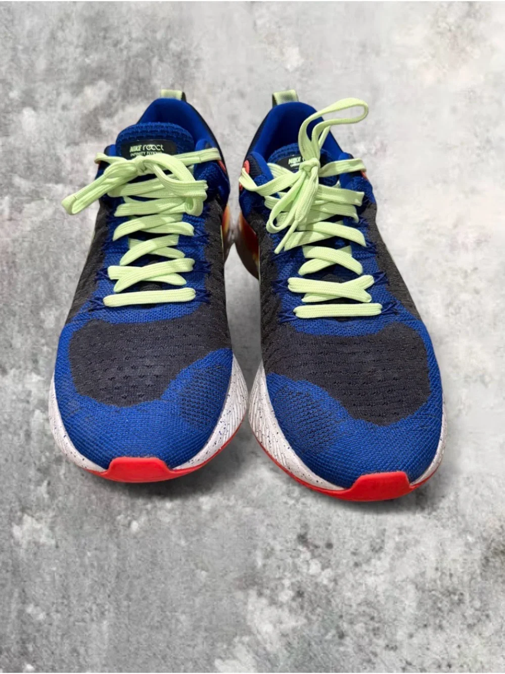 Nike React Infinite Flyknit Men’s Running Shoes - Blue with Neon Green Accents